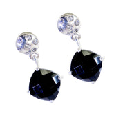 Hannah Black Stud Earrings with Sparkling Detail